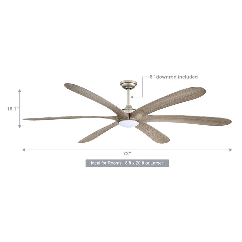 Parrot Uncle 72-Inch Jaydn Farmhouse DC Motor Downrod Mount Reversible Ceiling Fan with Lighting and Remote Control