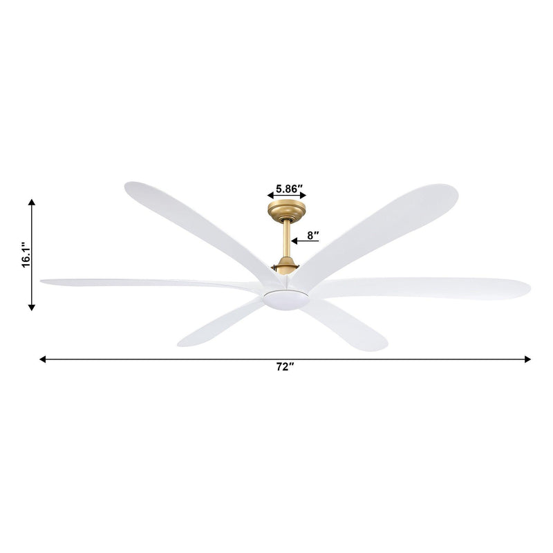 Parrot Uncle 72-Inch Jaydn Farmhouse DC Motor Downrod Mount Reversible Ceiling Fan with Lighting and Remote Control