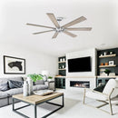 Parrot Uncle 72-Inch Farmhouse DC Motor Brushed Nickel Downrod Mount Reversible Ceiling Fan with Remote Control