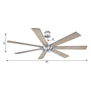 Parrot Uncle 72-Inch Farmhouse DC Motor Brushed Nickel Downrod Mount Reversible Ceiling Fan with Remote Control