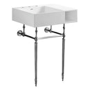 Kingston Brass Aurelius 24" Solid Surface Console Sink with Brass Legs (8-Inch, 3-Hole), Matte White/Polished Chrome (KVPB3248SQA1)