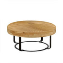 Parrot Uncle 31.5-Inch Modern Round Coffee Table with Wooden Carving Pattern & Metal Legs for Living Room , Reception Room