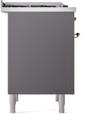 ILVE Nostalgie II 36-Inch Freestanding Natural Gas Dual Fuel Range in Matte Graphite with Brass Trim (UP36FNMPMGG)