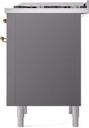 ILVE Nostalgie II 36-Inch Freestanding Natural Gas Dual Fuel Range in Matte Graphite with Brass Trim (UP36FNMPMGG)