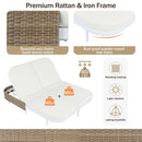 Parrot Uncle Outdoor Patio Rattan Daybed with 5-Position Adjustable Backrest, Removable Cushions & Pillows for Garden, Backyard, Poolside