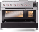 ILVE Panoramagic 48-Inch Freestanding Natural Gas Dual Fuel Range in Stainless Steel (UPM12FDS3SS)