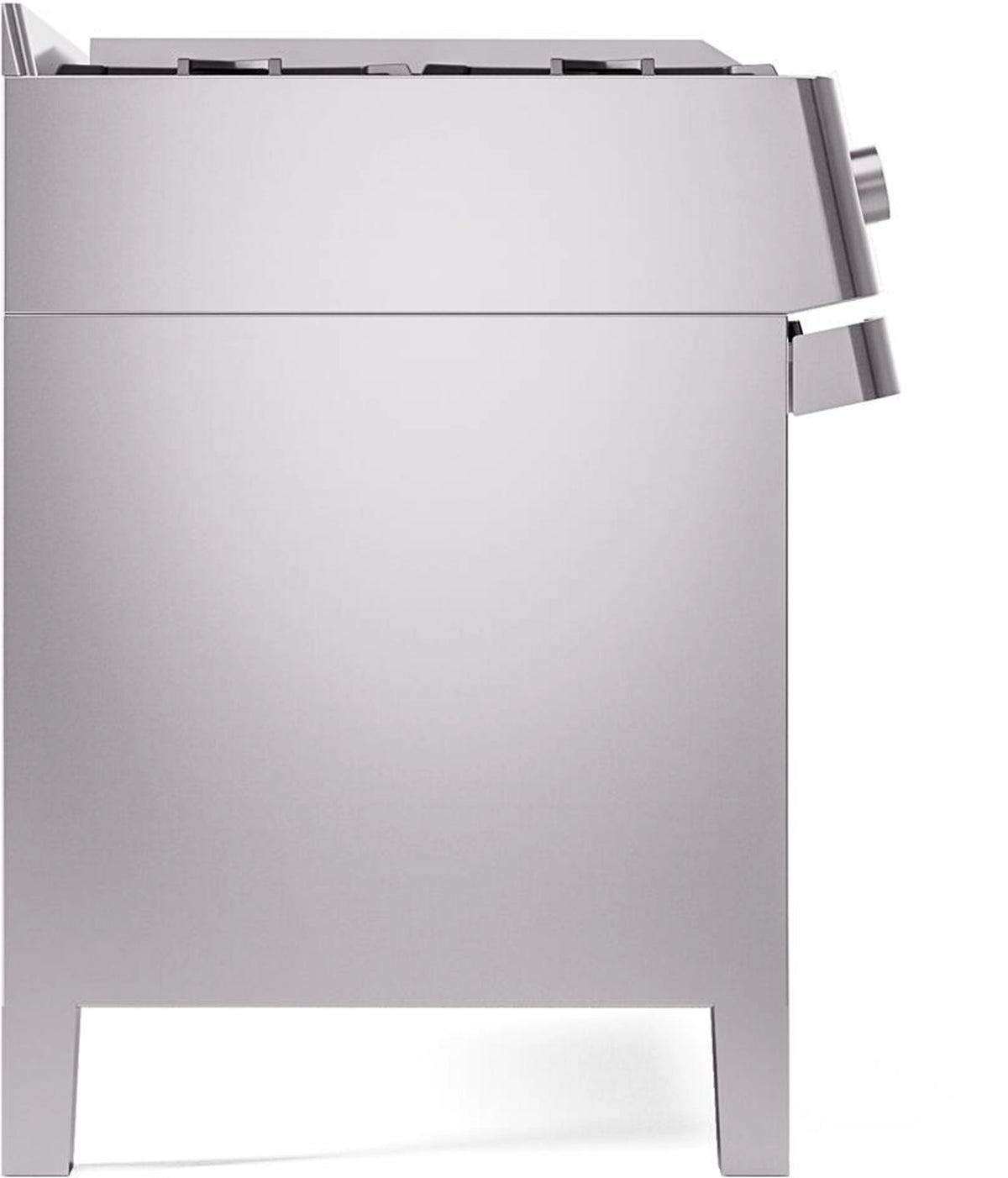 Stainless steel freestanding dual fuel range side panel with metal handle
