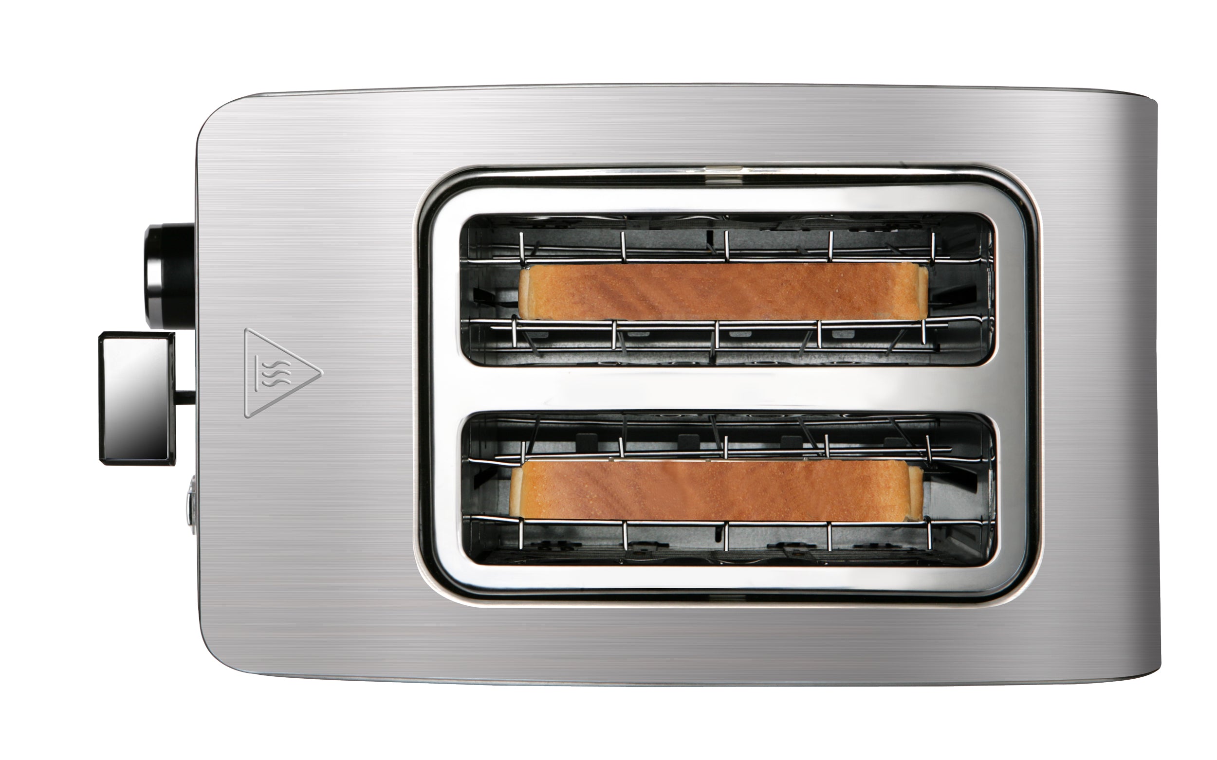 Solac 2-slice toaster with open slots and toast inside