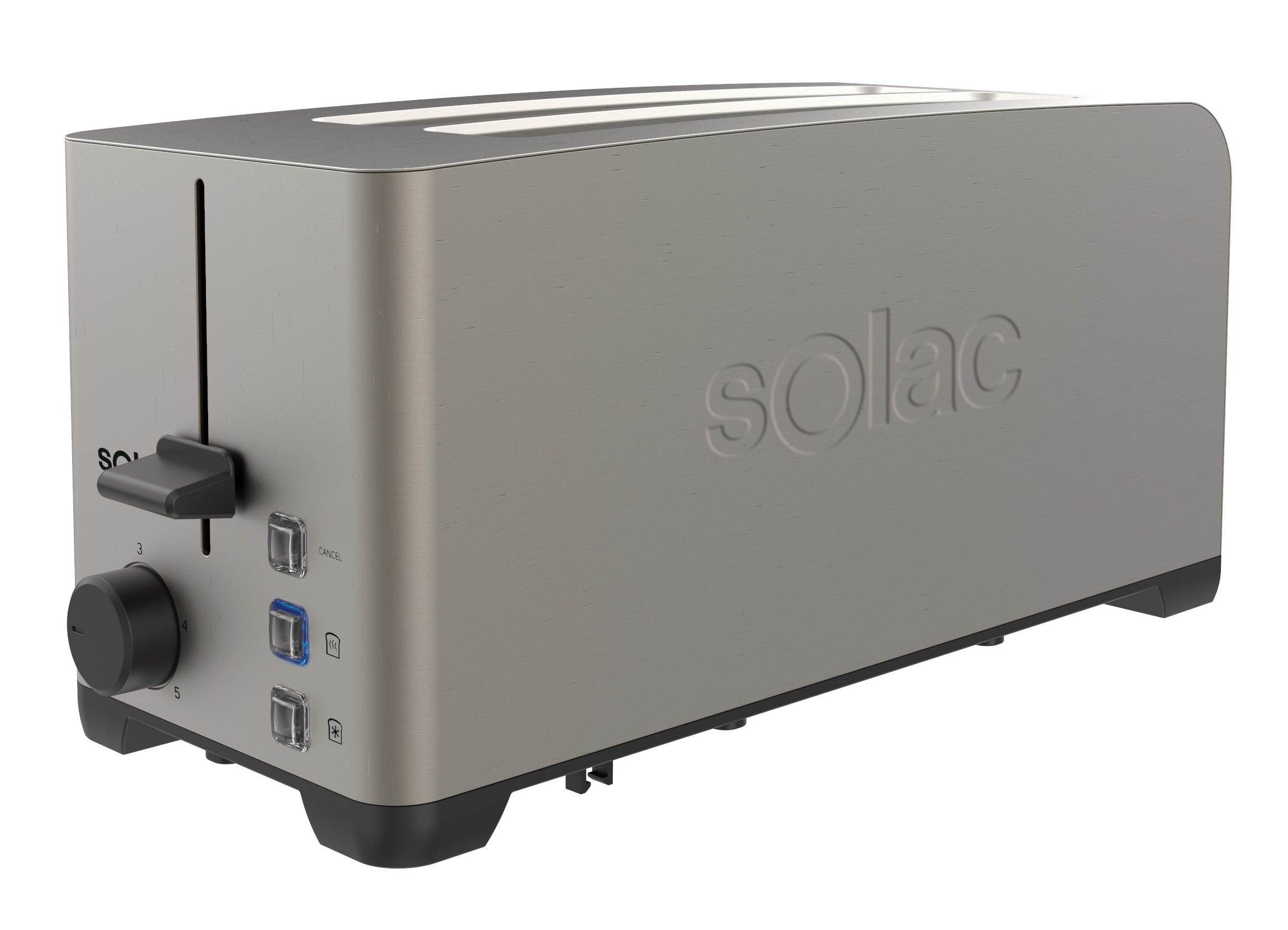 4-slice stainless steel toaster with side controls and lever