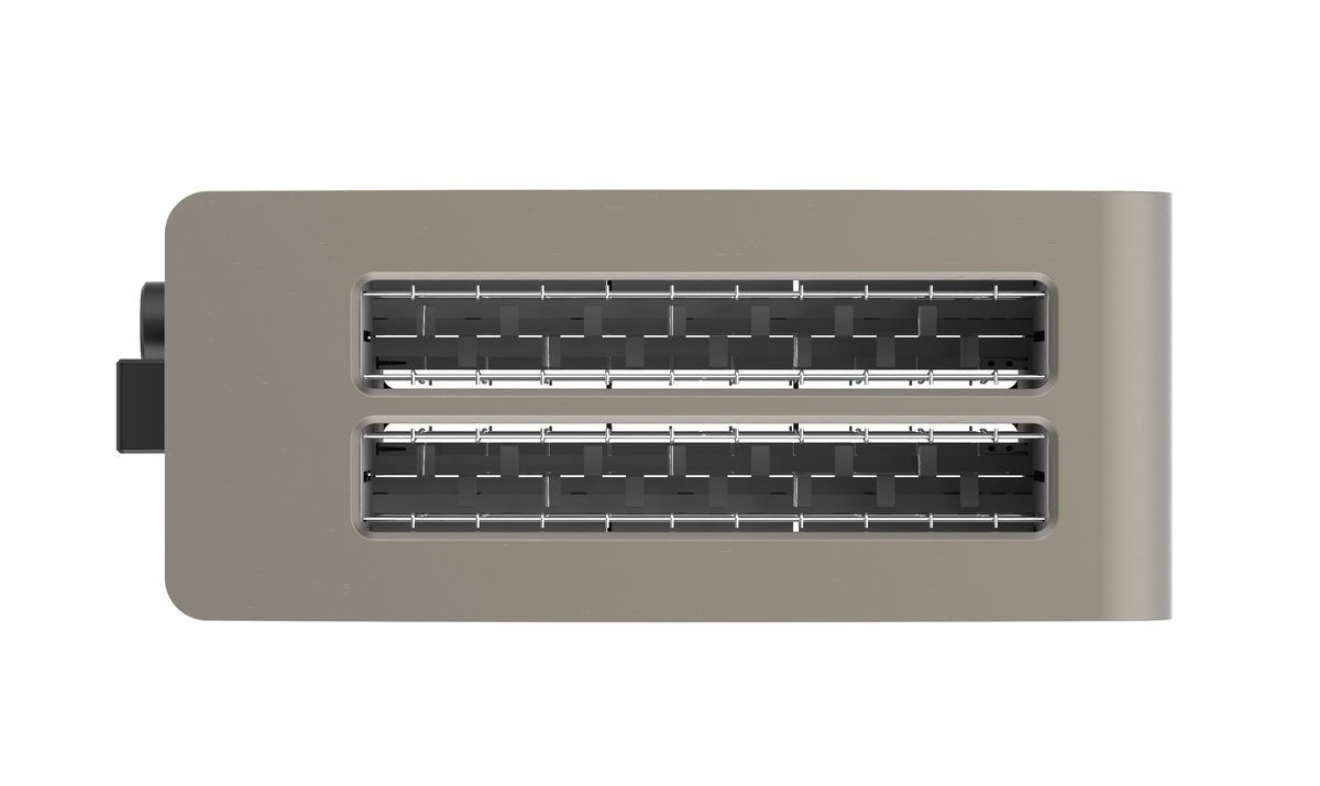 4-slice stainless steel toaster rear view with two slot openings