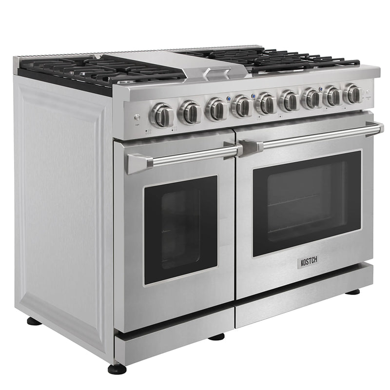 Kostch 48-Inch Propane Gas Range with 6 Burners, Griddle Cooktop & 6.8 Cu. Ft. Convection Oven in Stainless Steel (KOS-48RG03MLP-S)