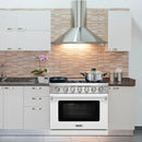 Kostch 36-Inch Propane Gas Range with 6 Burners & 6.0 Cu. Ft. Convection Oven in White (KOS-36RG03MLP-W)