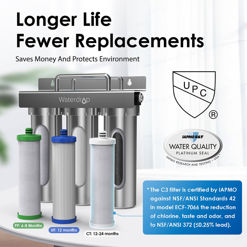 Waterdrop 6-stage Under Sink Ultrafiltration Stainless Steel Water Filter System (TST-UF)