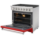 Kostch 36-Inch Propane Gas Range with 6 Burners & 6.0 Cu. Ft. Convection Oven in Red (KOS-36RG03MLP-R)