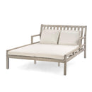 Parrot Uncle Outdoor Patio Daybed with Four Pillows, Wooden Outdoor Bed with Curved Armrests for Poolside, Backyard, Garden