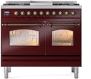 ILVE Nostalgie II 40-Inch Dual Fuel Freestanding Range in Burgundy with Bronze Trim (UPD40FNMPBUBLP)