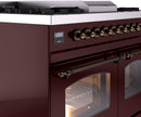 ILVE Nostalgie II 40-Inch Dual Fuel Freestanding Range in Burgundy with Bronze Trim (UPD40FNMPBUBLP)