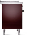 ILVE Nostalgie II 40-Inch Dual Fuel Freestanding Range in Burgundy with Bronze Trim (UPD40FNMPBUBLP)