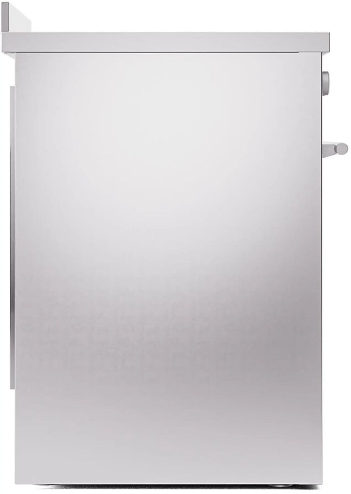 Stainless range side panel with rear openings and smooth metal finish