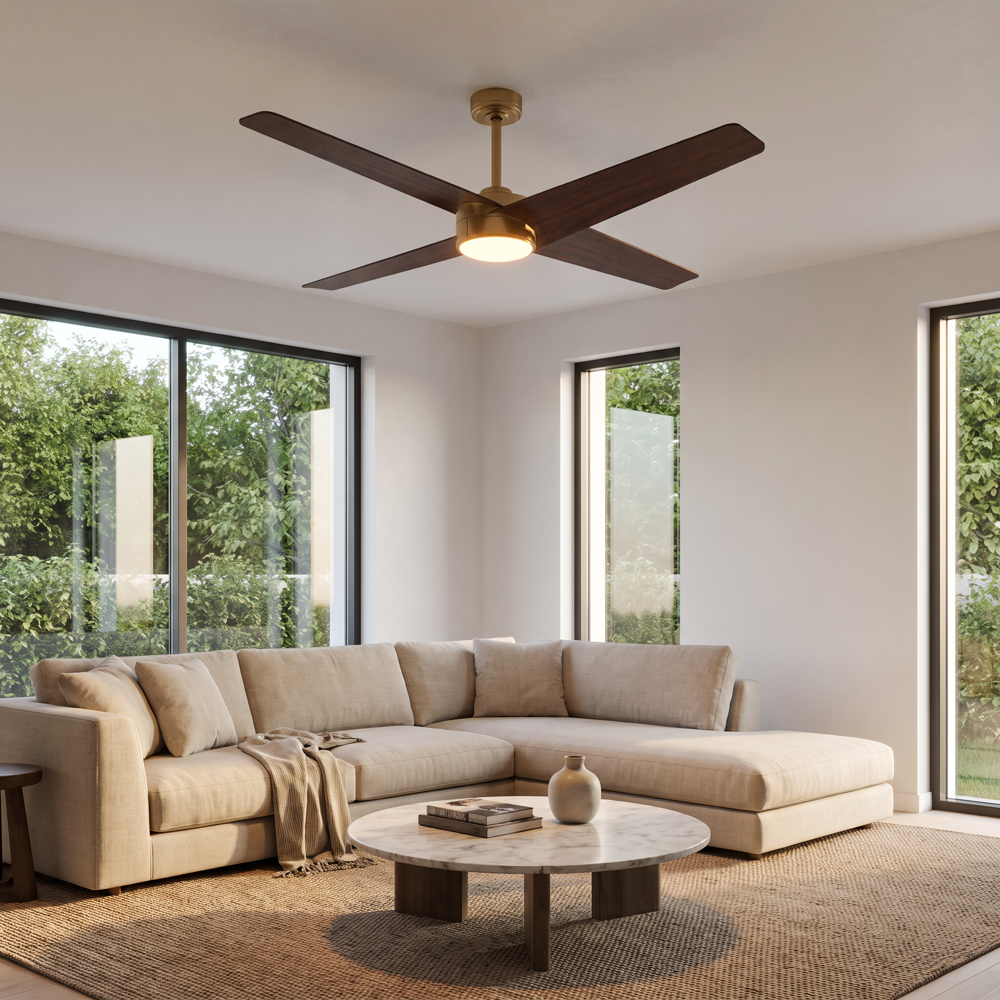 Parrot Uncle 60-Inch Parvez Modern DC Motor Downrod Mount Reversible Ceiling Fan with Lighting and Remote Control (F8313110V)
