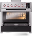 ILVE Panoramagic 36-Inch Freestanding Natural Gas Dual Fuel Range in Stainless Steel (UPM09DFS3SS)