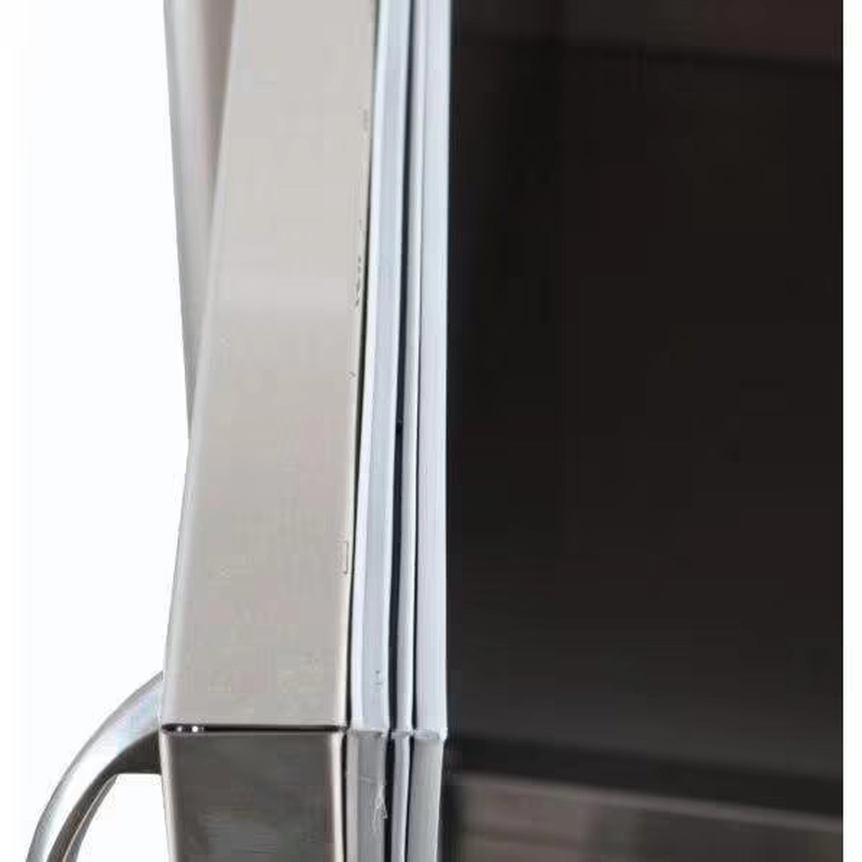 Stainless steel pantry door frame and sealed edge detail