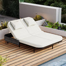 Parrot Uncle Outdoor Patio Rattan Daybed with 5-Position Adjustable Backrest, Removable Cushions & Pillows for Garden, Backyard, Poolside