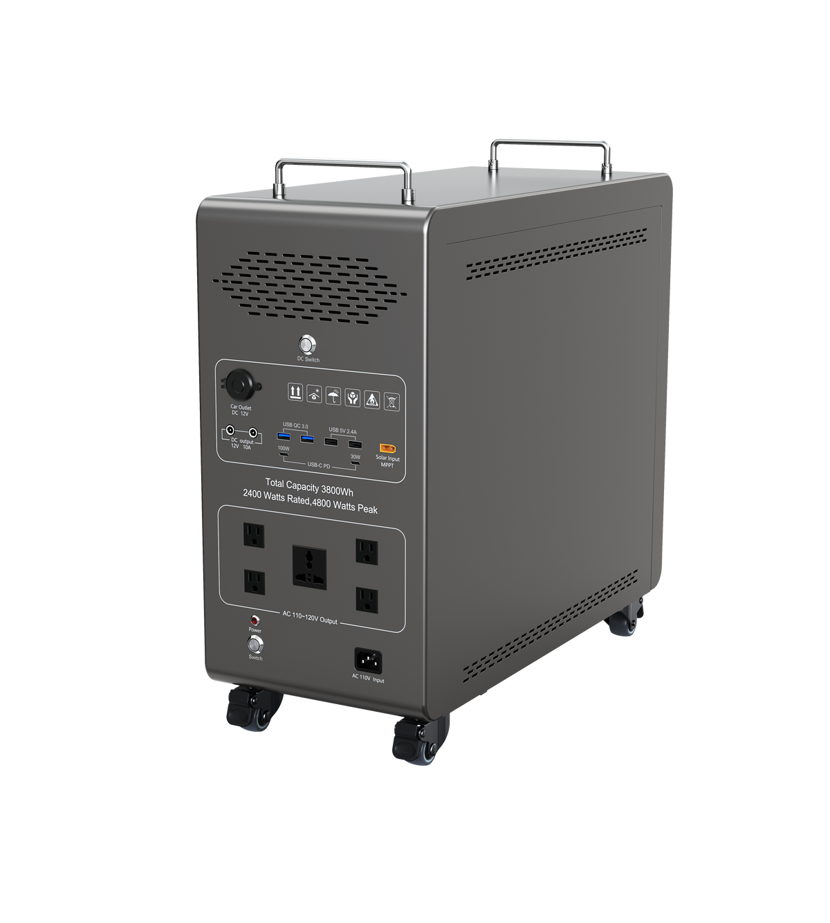 Dory Power Sentry PLUS Portable Solar Generator, 3800Wh LiFePO4 Battery, 120V 2400W AC Output