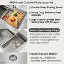 Forno Acqua 45-Inch Drop-In/Undermount 3-Level Workstation Sink with Two Faucets & Glass Rinser (J-WP30)