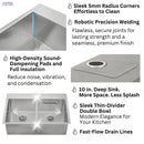 Forno Acqua 33-Inch Drop-In/Undermount 50/50 Double Bowl Stainless Steel Sink with Faucet & Waterfall (G-ZN30)