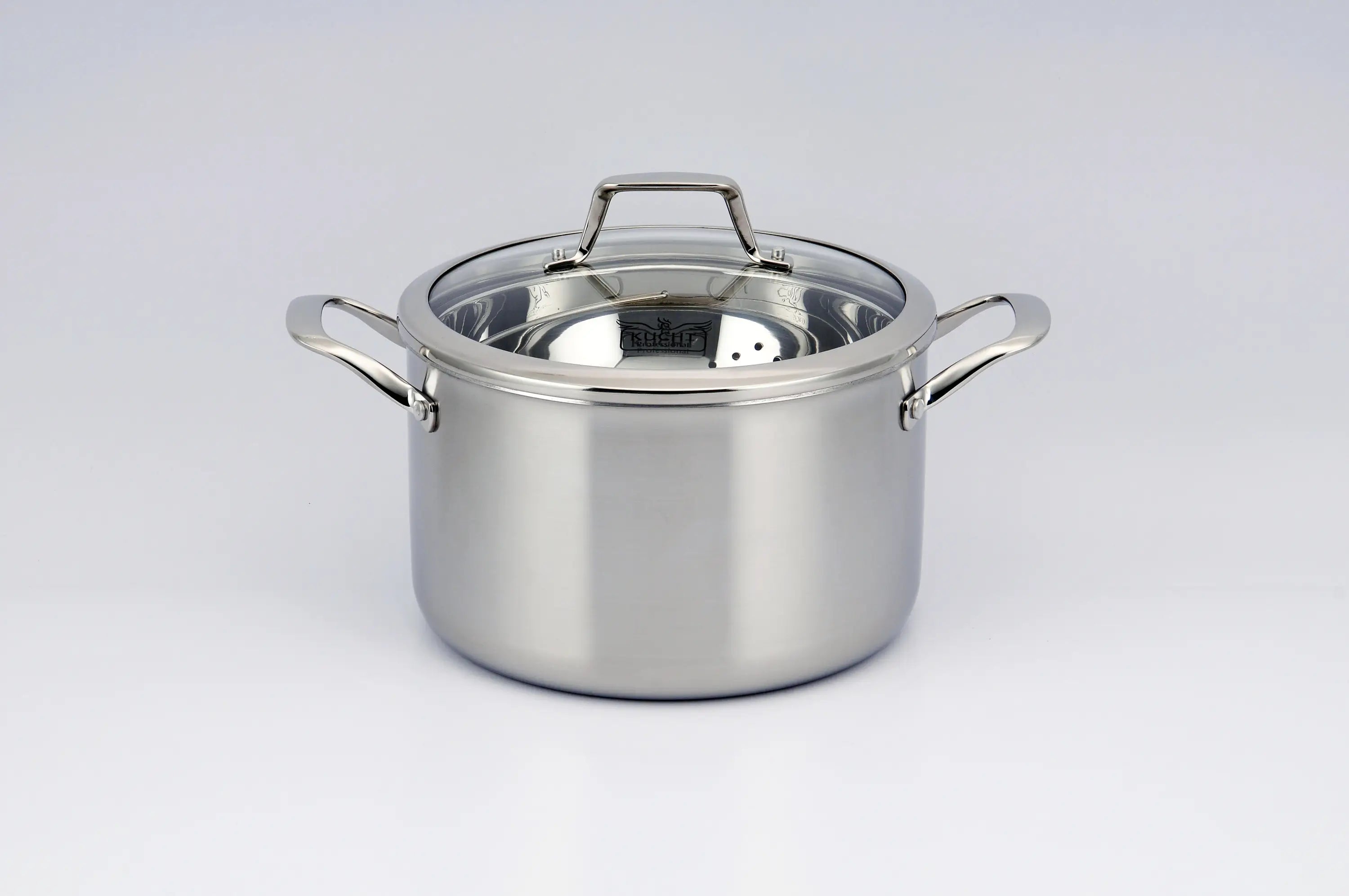 Stainless steel stockpot with lid and side handles