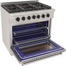 Kucht 36-Inch Propane Gas Range in Stainless Steel with Black Knob (KFX360/LP-K)