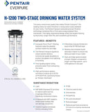 Pentair Everpure H-1200 Quick-Change Filter Cartridge Set, Replacement Twin Pack for Use in Everpure H-1200 Drinking Water System, 1,000 Gallon Capacity, 0.5 Micron (EV928201)