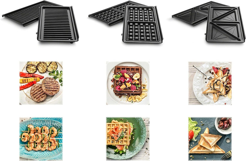 De'Longhi Livenza Compact All Day Grill 3-in-1 Waffle, Grill & Griddle Plates in Stainless (SW13ABC.S)