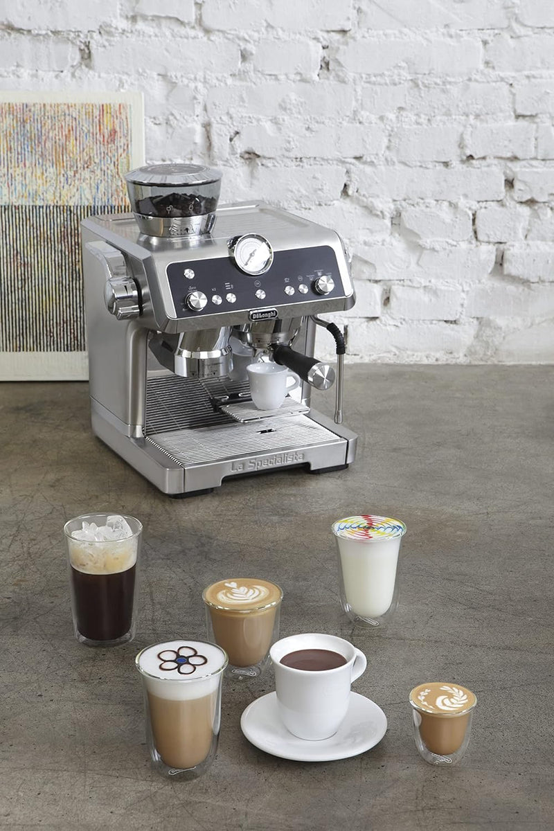 De'Longhi Package - Dinamica with LatteCrema Super Automatic Espresso Machine with Espresso Glass Set