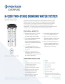 Pentair Everpure H-1200 Drinking Water System, NSF Certified to Reduce PFOA/PFOS, Dual Cartridge System Includes Filter Head, Cartridges and all Hardware, 1,000 Gallon Capacity, 0.5 Micron (EV928200)