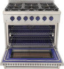 Kucht 36-Inch Propane Gas Range in Stainless Steel with Blue Knob (KFX360/LP-B)
