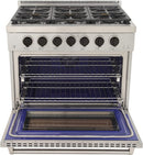 Kucht 36-Inch Propane Gas Range in Stainless Steel with Black Knob (KFX360/LP-K)