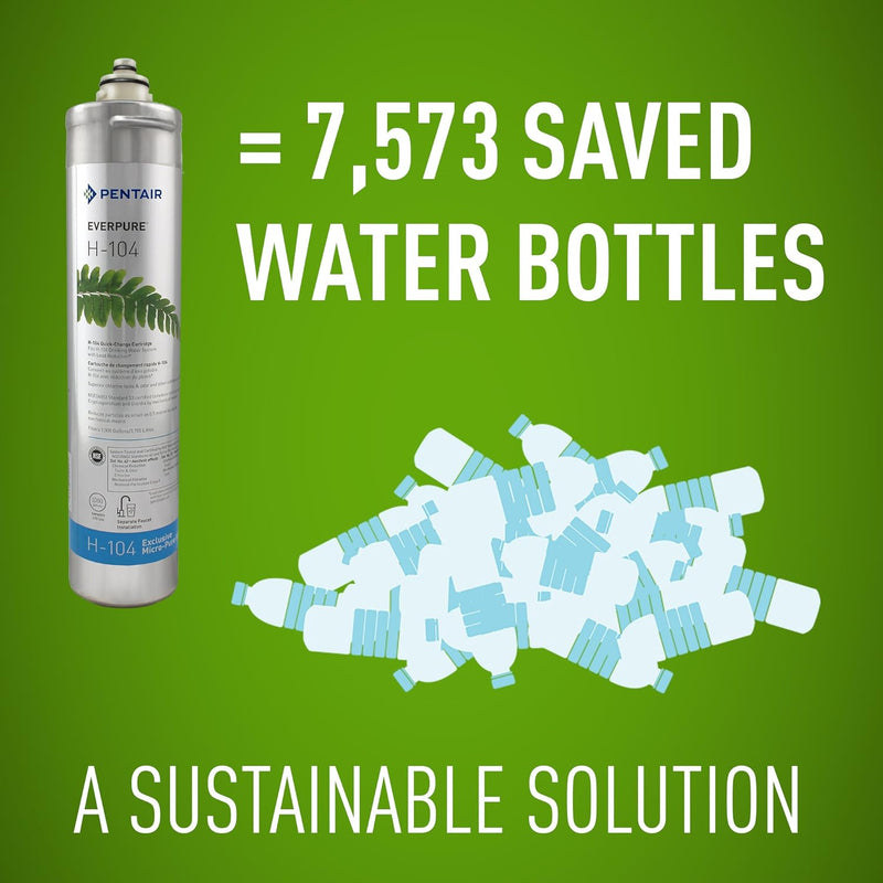Pentair Everpure H-104 Drinking Water System, Includes Filter Head, Filter Cartridge, All Hardware and Connectors, 1,000 Gallon Capacity, 0.5 Micron (EV926271)