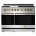 Gordon Ramsay by Thor Kitchen 48-Inch Professional Natural Gas Range with Pro-Style Knobs and 6.8 Cu. Ft. Double Oven in Stainless Steel with Bronze Trim (RSG48E-BRZ)