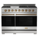 Gordon Ramsay by Thor Kitchen 48-Inch Professional Natural Gas Range with 6.8 Cu. Ft. Double Oven in Stainless Steel with Bronze Trim (RSG48E-BRZ)