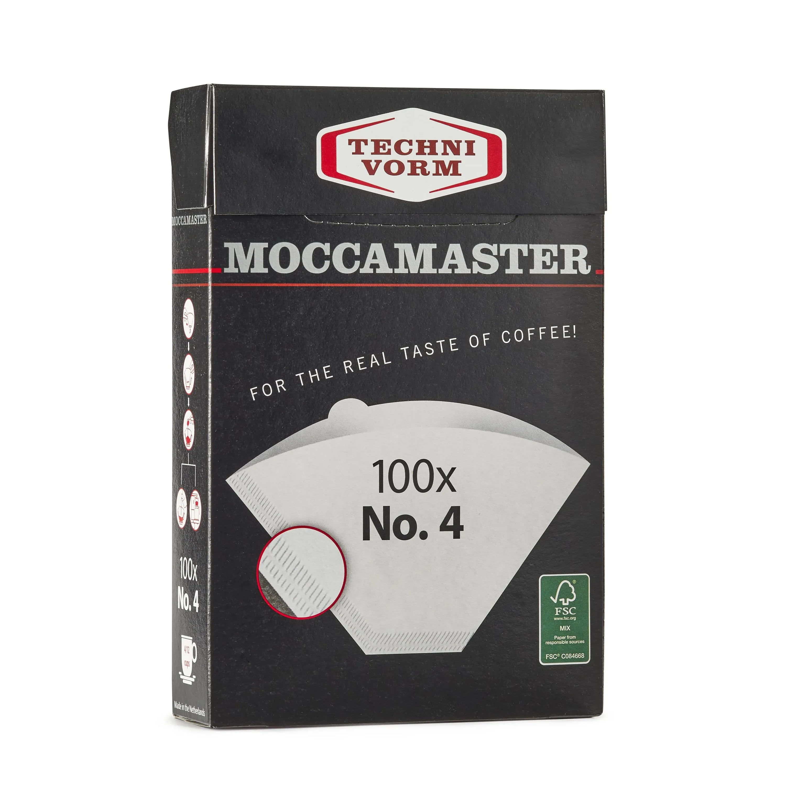 Moccamaster No.4 coffee filters box, 100 count, dark package