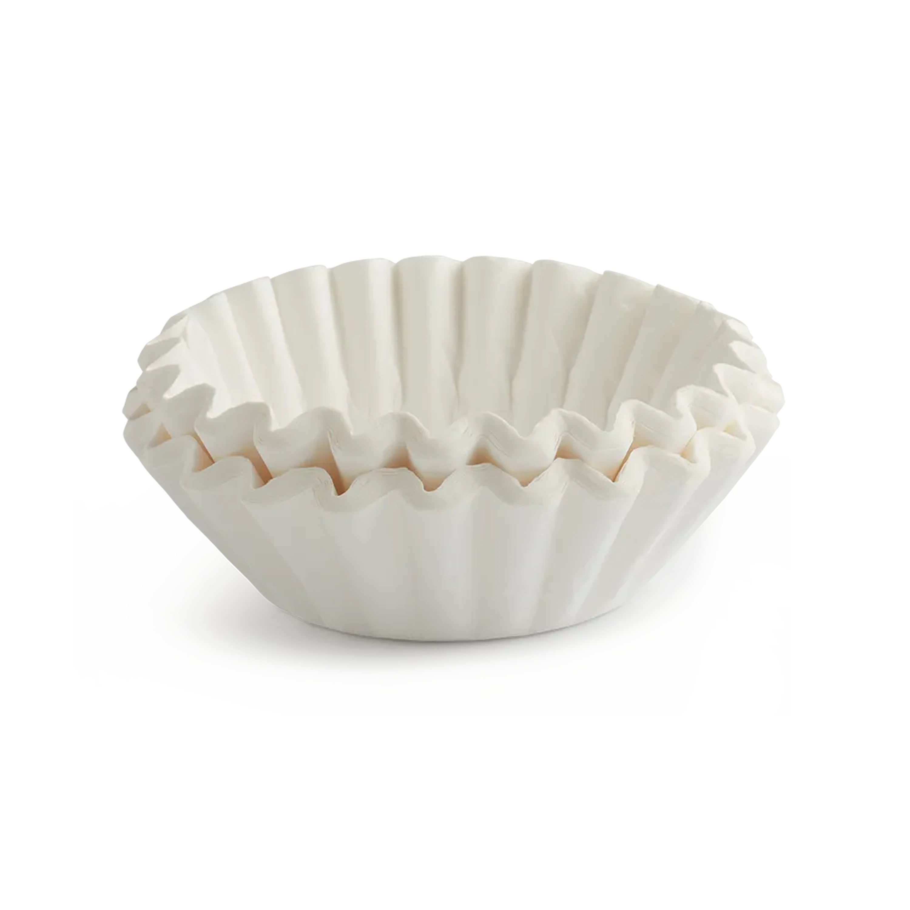 White pleated paper coffee basket filter