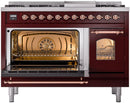 ILVE Nostalgie II 48-Inch Dual Fuel Freestanding Range in Burgundy with Copper Trim (UP48FNMPBUPLP)