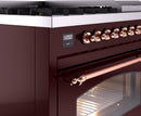 ILVE Nostalgie II 48-Inch Dual Fuel Freestanding Range in Burgundy with Copper Trim (UP48FNMPBUPLP)