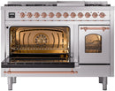ILVE Nostalgie II 48-Inch Dual Fuel Freestanding Range in Stainless Steel with Copper Trim (UP48FNMPSSPLP)