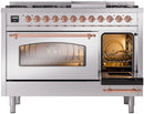 ILVE Nostalgie II 48-Inch Dual Fuel Freestanding Range in Stainless Steel with Copper Trim (UP48FNMPSSPLP)
