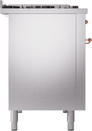 ILVE Nostalgie II 48-Inch Freestanding Natural Gas Dual Fuel Range in Stainless Steel with Copper Trim (UP48FNMPSSP)