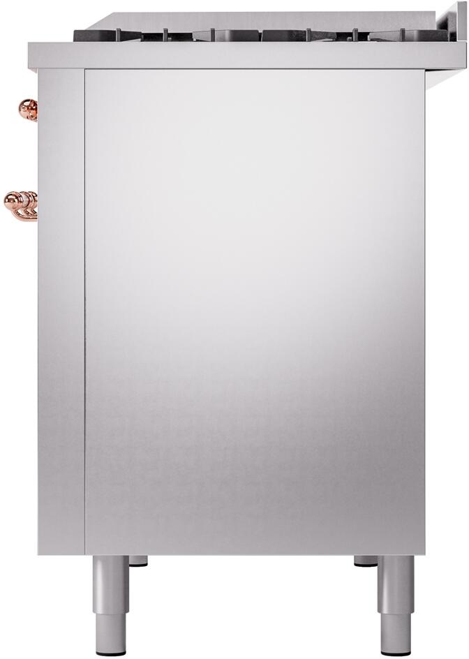 ILVE Nostalgie II 48-Inch Dual Fuel Freestanding Range in Stainless Steel with Copper Trim (UP48FNMPSSP)