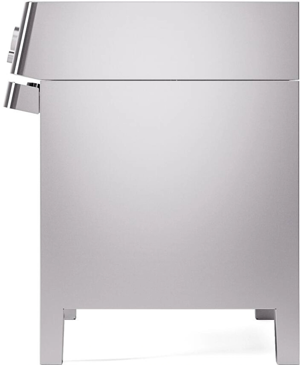 Stainless freestanding electric induction range with two front doors and leveling feet